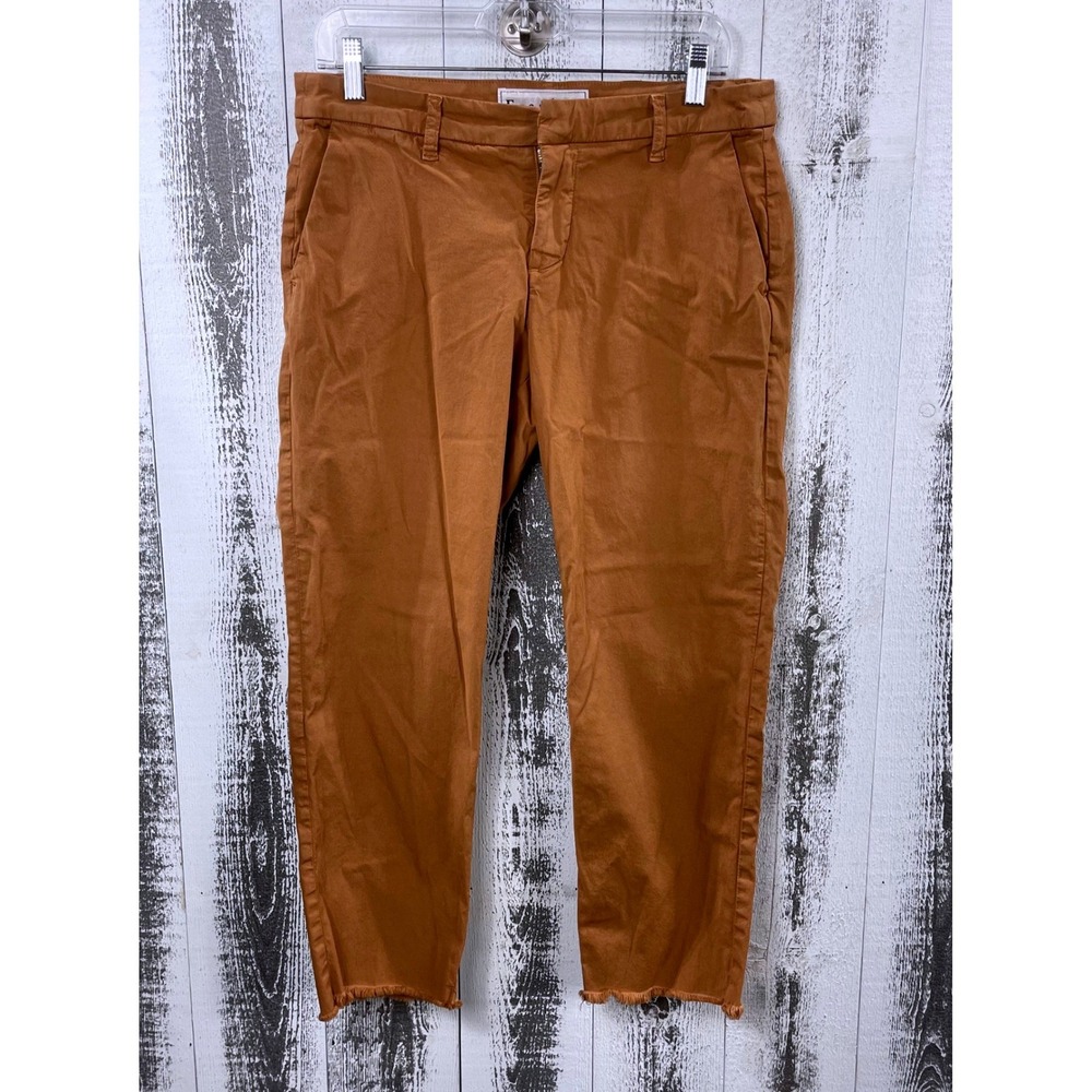 Frank & Eileen Wicklow Cropped Raw Hem Chino Pants Brown Women's Size 8 USA